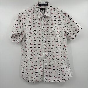 Eighty Eight Platinum Shirt Men Medium White Button Up Short Sleeve 4th July USA